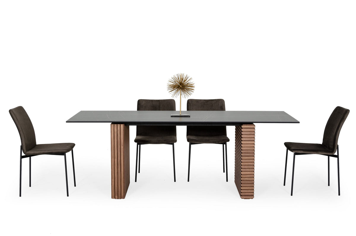 Modrest Maggie Modern Walnut And Black Ceramic Top Dining Table Model VGDWJ3555-1