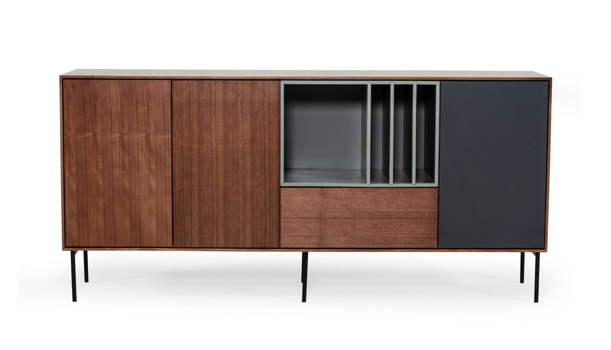 Modrest Ackley Modern Walnut, Grey and Charcoal Buffet By VIG Furniture