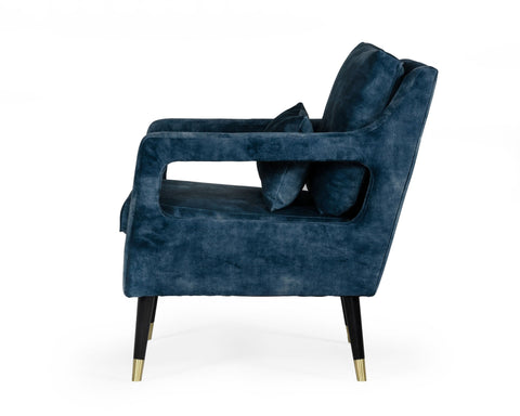 Divani Casa Doherty Mid Century Blue Accent Chair Model VGHK-F4008-20