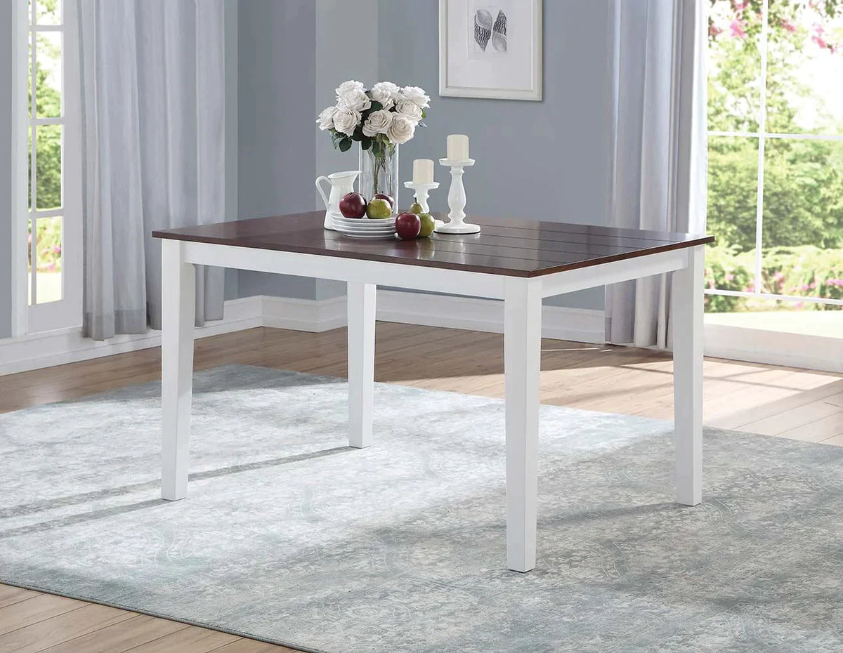Green Leigh White & Walnut Dining Table Model 77075 By ACME Furniture