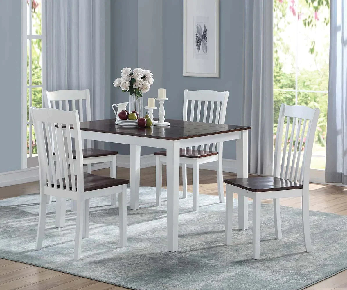 Green Leigh White & Walnut Side Chair Model 77077 By ACME Furniture