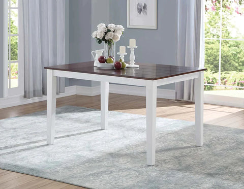 Green Leigh White & Walnut Dining Table Model 77075 By ACME Furniture