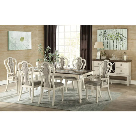 Kayley Antique White & Dark Oak Dining Table Model 77135 By ACME Furniture