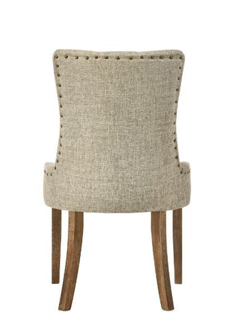 Yotam Beige Fabric & Salvaged Oak Finish Side Chair Model 77162 By ACME Furniture
