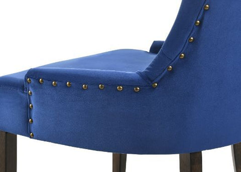 Farren Blue Velvet & Espresso Finish Side Chair Model 77165 By ACME Furniture
