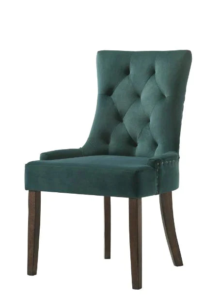 Farren Green Velvet & Espresso Finish Side Chair Model 77166 By ACME Furniture