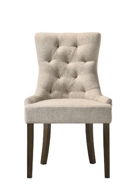 Farren Beige Fabric & Espresso Finish Side Chair Model 77172 By ACME Furniture