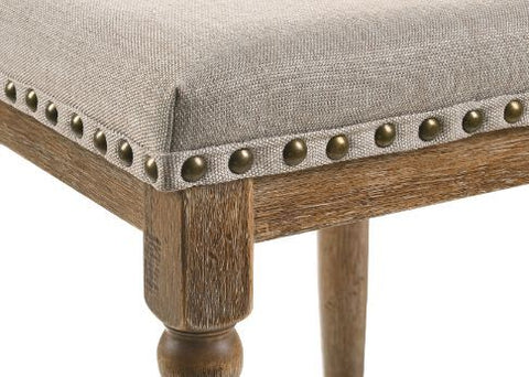 Farsiris Beige Fabric & Weathered Oak Finish Stool Model 77177 By ACME Furniture