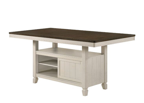 ACME Tasnim Oak & Antique White Finish Tasnim Counter Height Table Model 77180