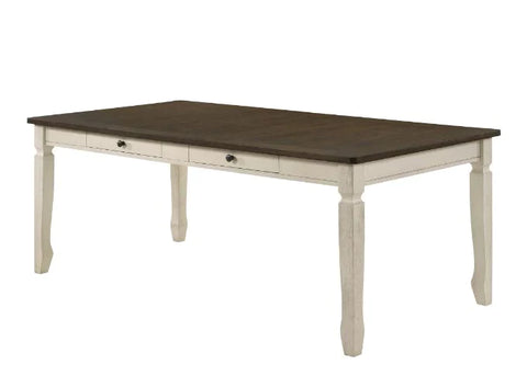 Fedele Weathered Oak & Cream Finish Dining Table Model 77190 By ACME Furniture