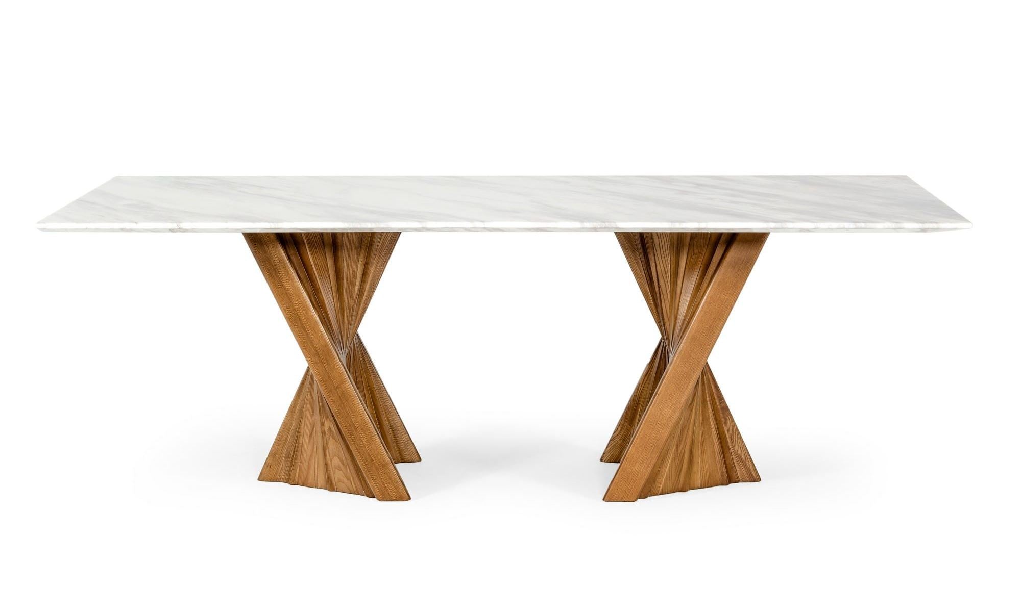 Modrest Cadence Modern Walnut & Marble Dining Table Model VGCSDT-1571-MRB