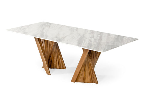 Modrest Cadence Modern Walnut & Marble Dining Table Model VGCSDT-1571-MRB