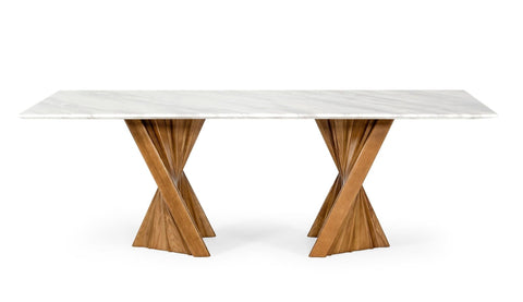Modrest Cadence Modern Walnut & Marble Dining Table Model VGCSDT-1571-MRB