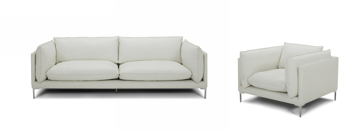 Divani Casa Harvest Modern White Full Leather Sofa Set Model VGKKKF2627-L2927-SET