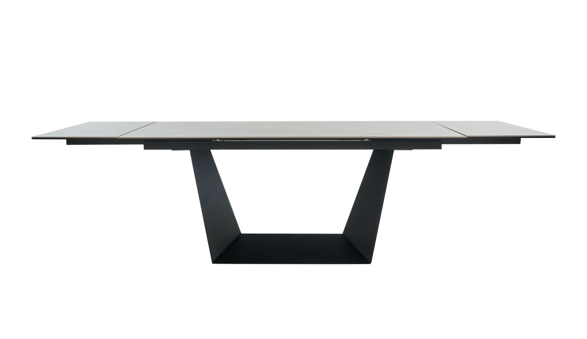 Modrest Baldwin - Modern Grey Ceramic & Black Metal Extendable Dining Table
