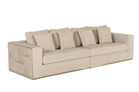Divani Casa Mobray Glam Beige And Gold Fabric Sofa  Model VGUIMY524