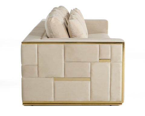 Divani Casa Mobray Glam Beige And Gold Fabric Sofa  Model VGUIMY524