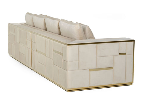 Divani Casa Mobray Glam Beige And Gold Fabric Sofa  Model VGUIMY524