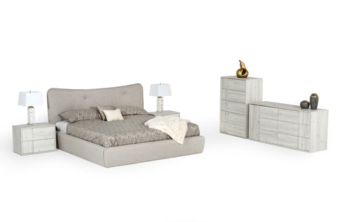 Modrest Alessia Eastern King Italian Modern Light Grey Upholstered Bed Model VGACALESSIA-BED-EK