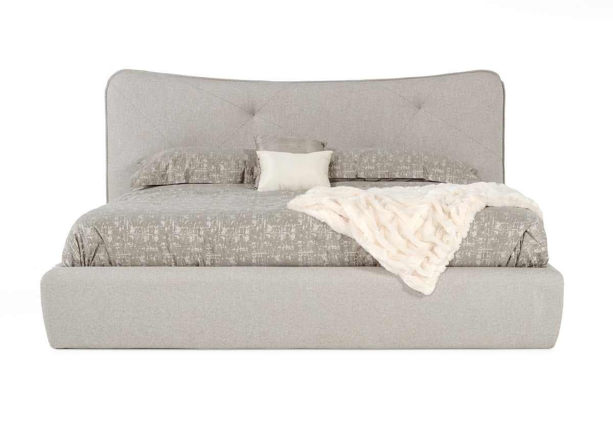 Modrest Alessia Queen Italian Modern Light Grey Upholstered Bed Model VGACALESSIA-BED-Q