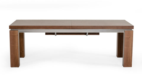 Modrest Maxi Modern Walnut & Stainless Steel Dining Table Model VGGU677XT-WAL-DT