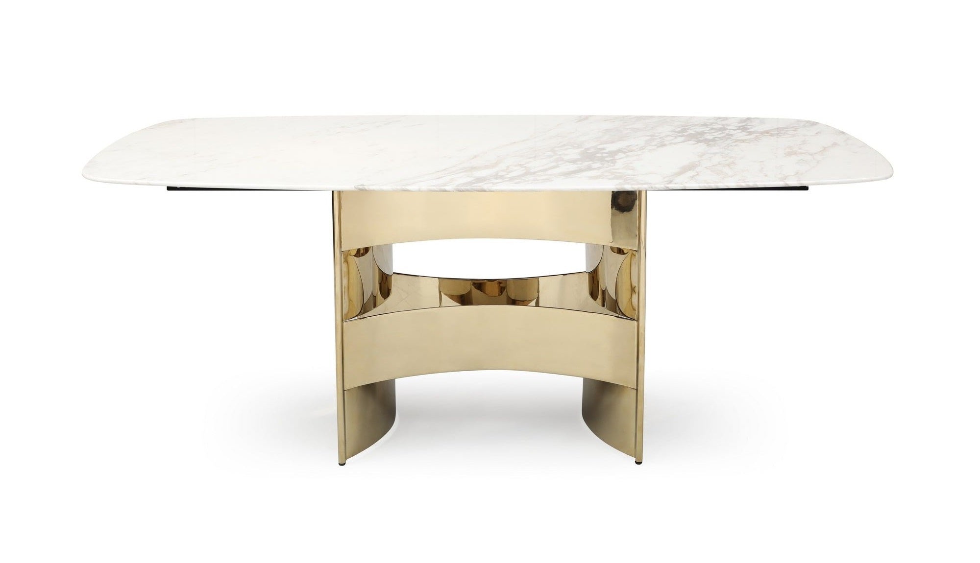 Modrest Marmot White Marble And Champagne Gold Dining Table Model VGVCT005-22-WHT