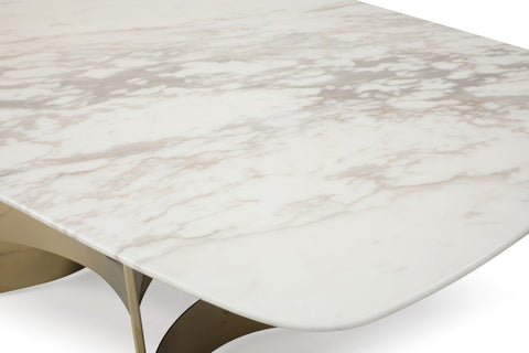 Modrest Marmot White Marble And Champagne Gold Dining Table Model VGVCT005-22-WHT