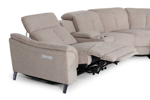 Divani Casa Lloyd Modern Light Brownfabric Sectional With Three Recliners Model VGKMKM.510H-SECT