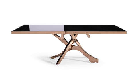 Modrest Legend Modern Black Glass & Rosegold Dining Table Model VGVCT8222-G22-BLK
