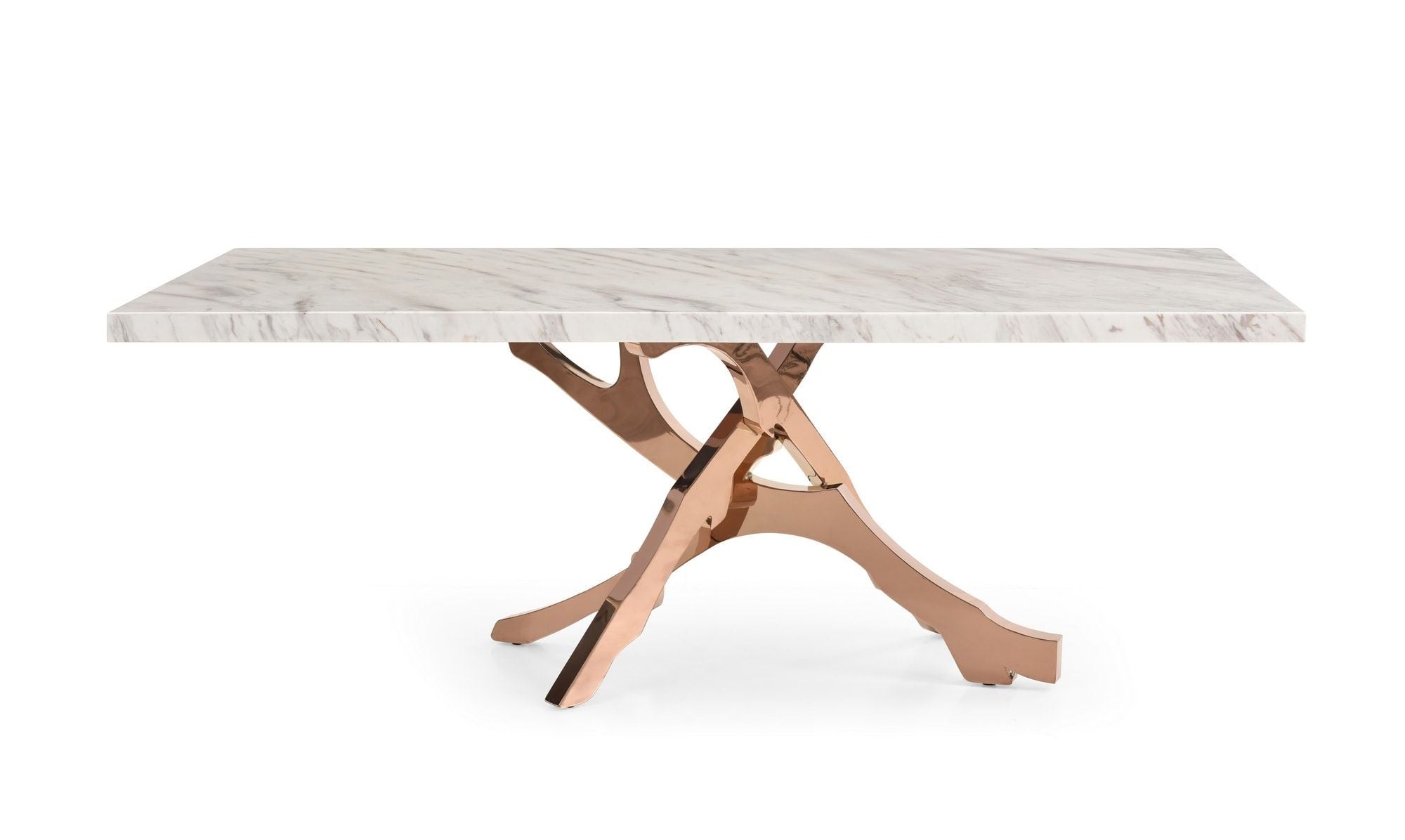 Modrest Legend Modern White Marble & Rosegold Dining Table Model VGVCT8222-M20-WHT-DT