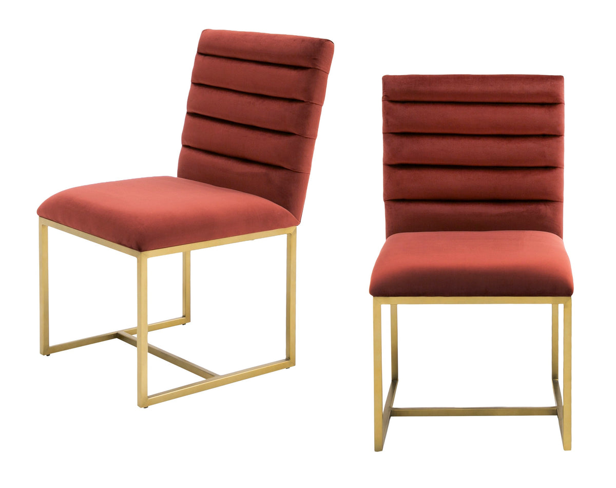 Modrest Barker Modern Red & Brush Gold Dining Chair (Set of 2) By VIG Furniture