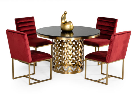 Modrest Kowal Glam Black Marble Dining Table Model VGGMM-DT-1426