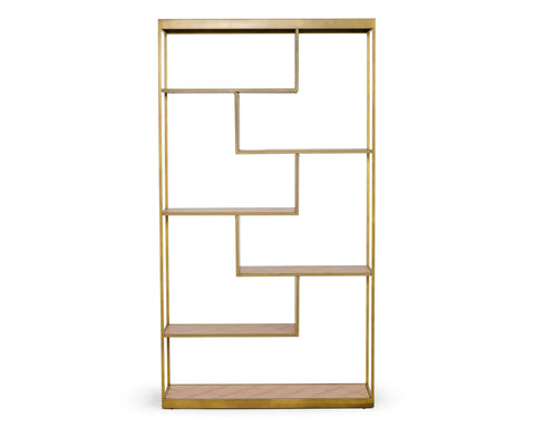 Modrest Jessica Modern Oak & Brass Bookshelf Model VGGMBK-1179-SHELF