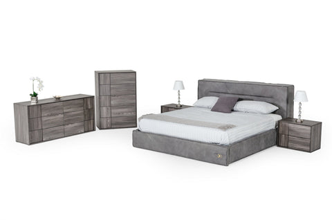 Lamod Italia Hollywood Italian Contemporary Grey Leather Bed