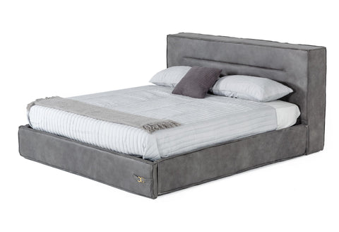 Lamod Italia Hollywood Italian Contemporary Grey Leather Bed Model VGDDHOLLYWOOD-EK