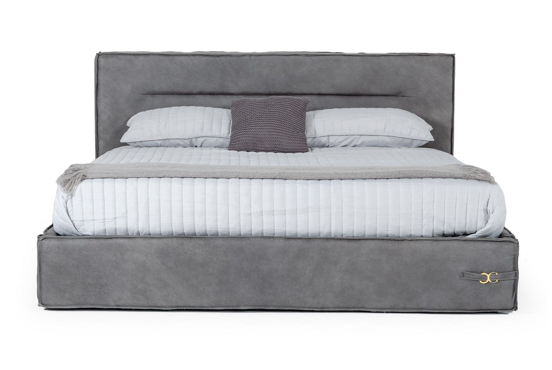 Lamod Italia Hollywood Italian Contemporary Grey Leather Bed Model VGDDHOLLYWOOD-EK