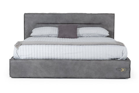 Lamod Italia Hollywood Italian Contemporary Grey Leather Bed Model VGDDHOLLYWOOD-EK