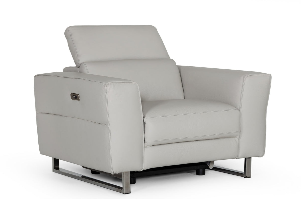 Accenti Italia Lucca Italian Modern Grey Armchair With Electric Recliner Model VGDDLUCCA-GREY-CH