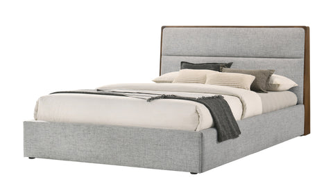 Modrest Dustin Modern Grey Fabric & Walnut Trimmed Bed Model VGMABR-99-BED