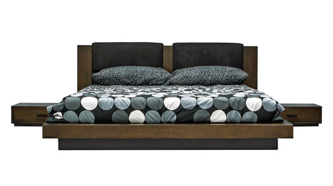 Nova Domus Fantasia Dark Walnut | Dark Grey Bed And Two Nightstands Model VGWDHL-W01-BED-2NS