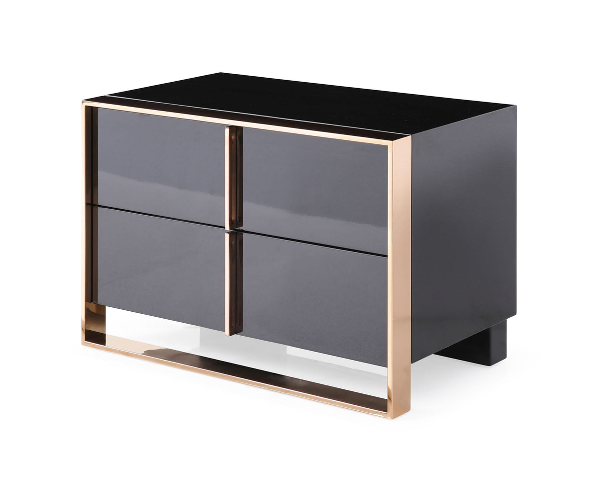 Nova Domus Cartier Modern Black & Rosegold Nightstand Model VGVC-A002-N