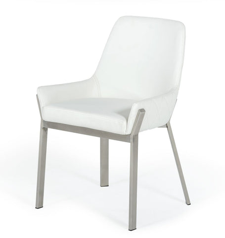 Modrest Ganon Modern White & Brushed Stainless Steel Dining Chair By VIG Furniture