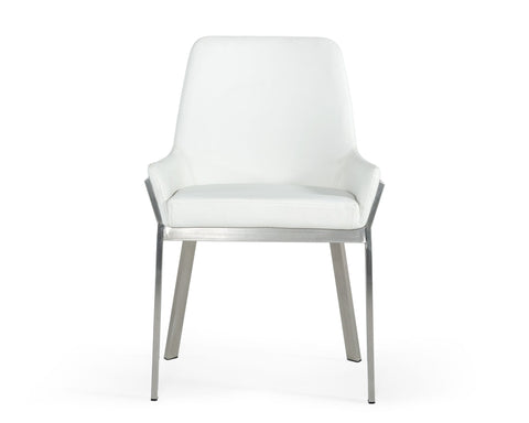 Modrest Ganon Modern White & Brushed Stainless Steel Dining Chair By VIG Furniture