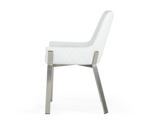 Modrest Ganon Modern White & Brushed Stainless Steel Dining Chair By VIG Furniture