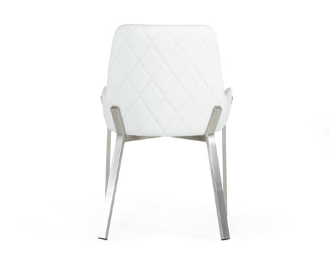 Modrest Ganon Modern White & Brushed Stainless Steel Dining Chair By VIG Furniture