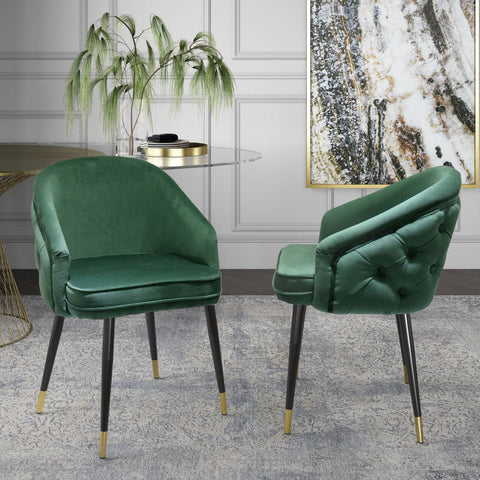 Modrest Elliot Contemporary Green & Black | Gold Dining Chair (Set Of 2) Model VGSWSFC432-GRN-DC