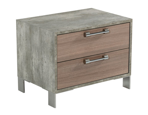 Nova Domus Boston Modern Brown Oak & Brushed Stainless Steel Nightstand Model VGANBOSTON-NS