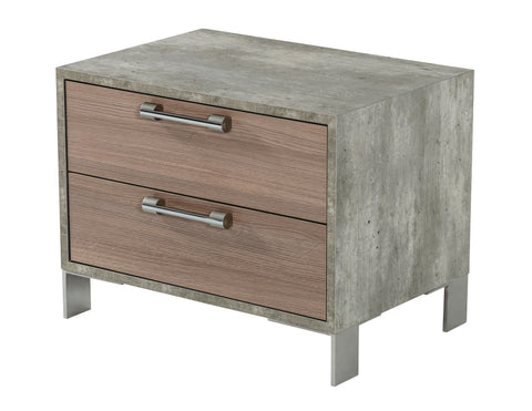 Nova Domus Boston Modern Brown Oak & Brushed Stainless Steel Nightstand Model VGANBOSTON-NS