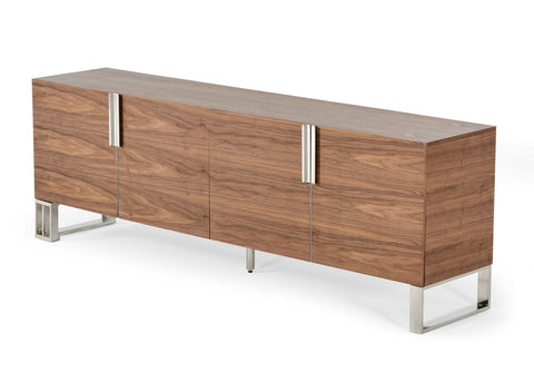 Modrest Gilroy Modern Walnut & Stainless Steel Buffet Model VGBBMA2002SB-BUFF