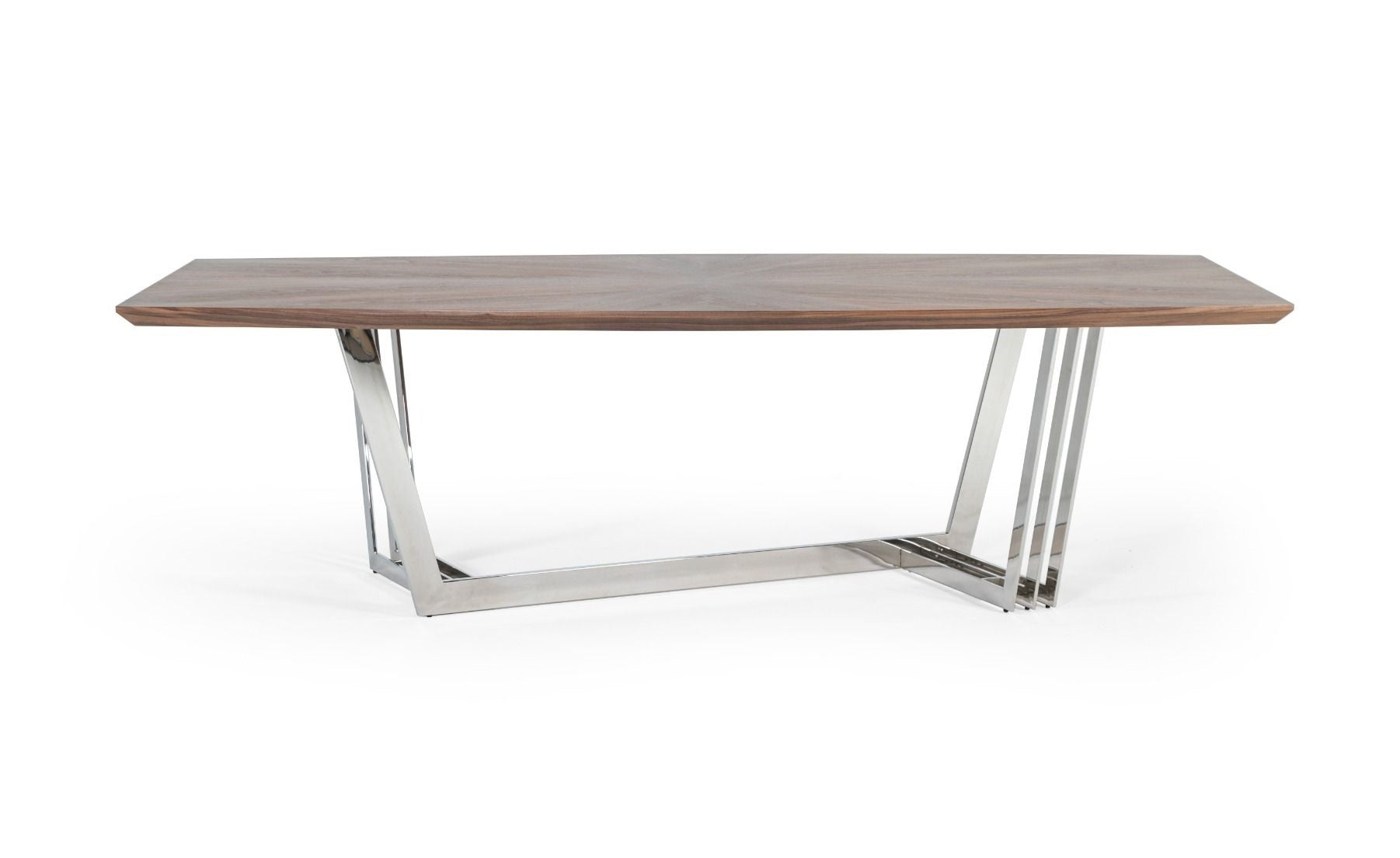 Modrest Gilroy Modern Walnut & Stainless Steel Dining Table Model VGBBMI2003T-WAL-DT